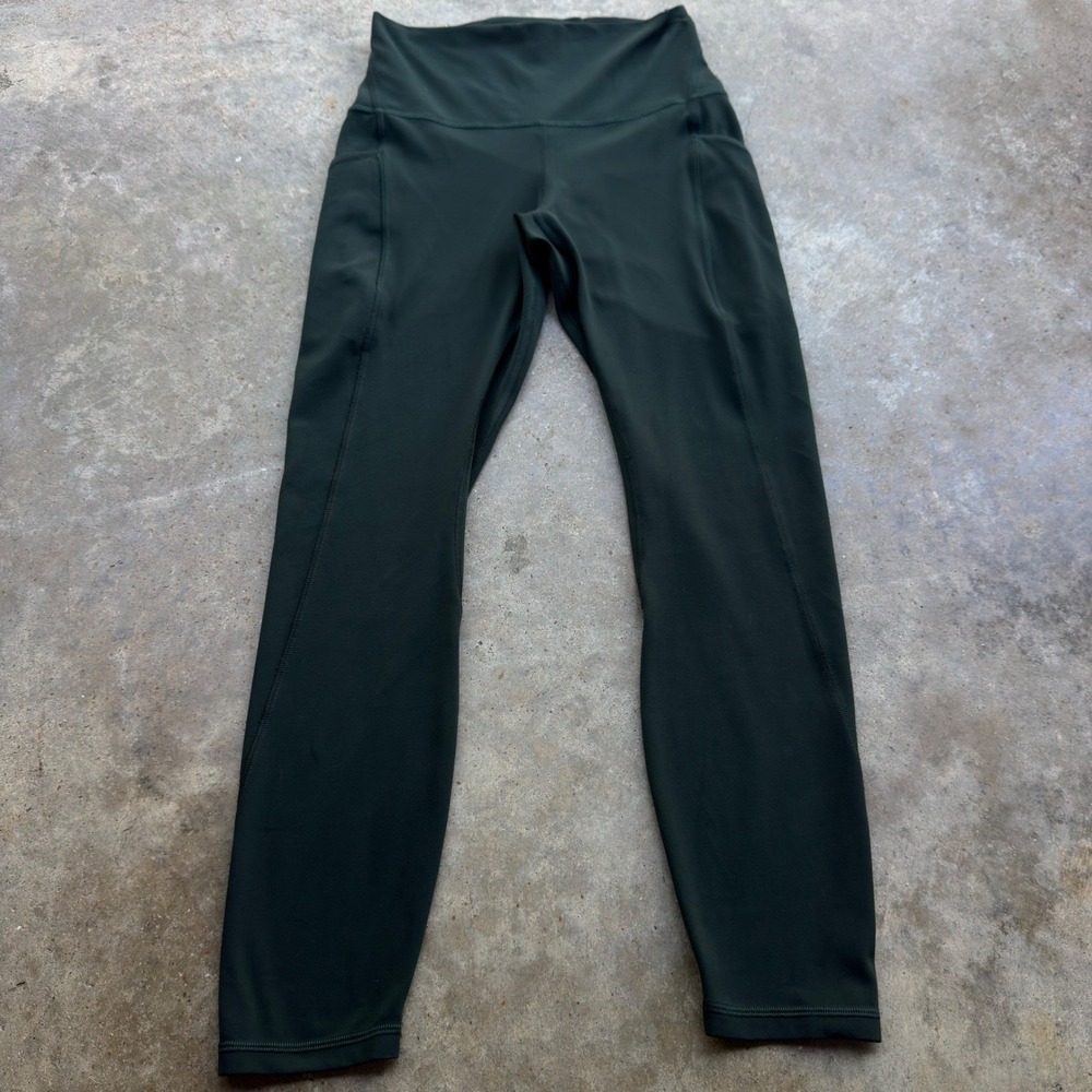 Lululemon Ankle Leggings High-Rise Pant with Pockets Forest Green Size 6 f7 - Picture 3 of 4
